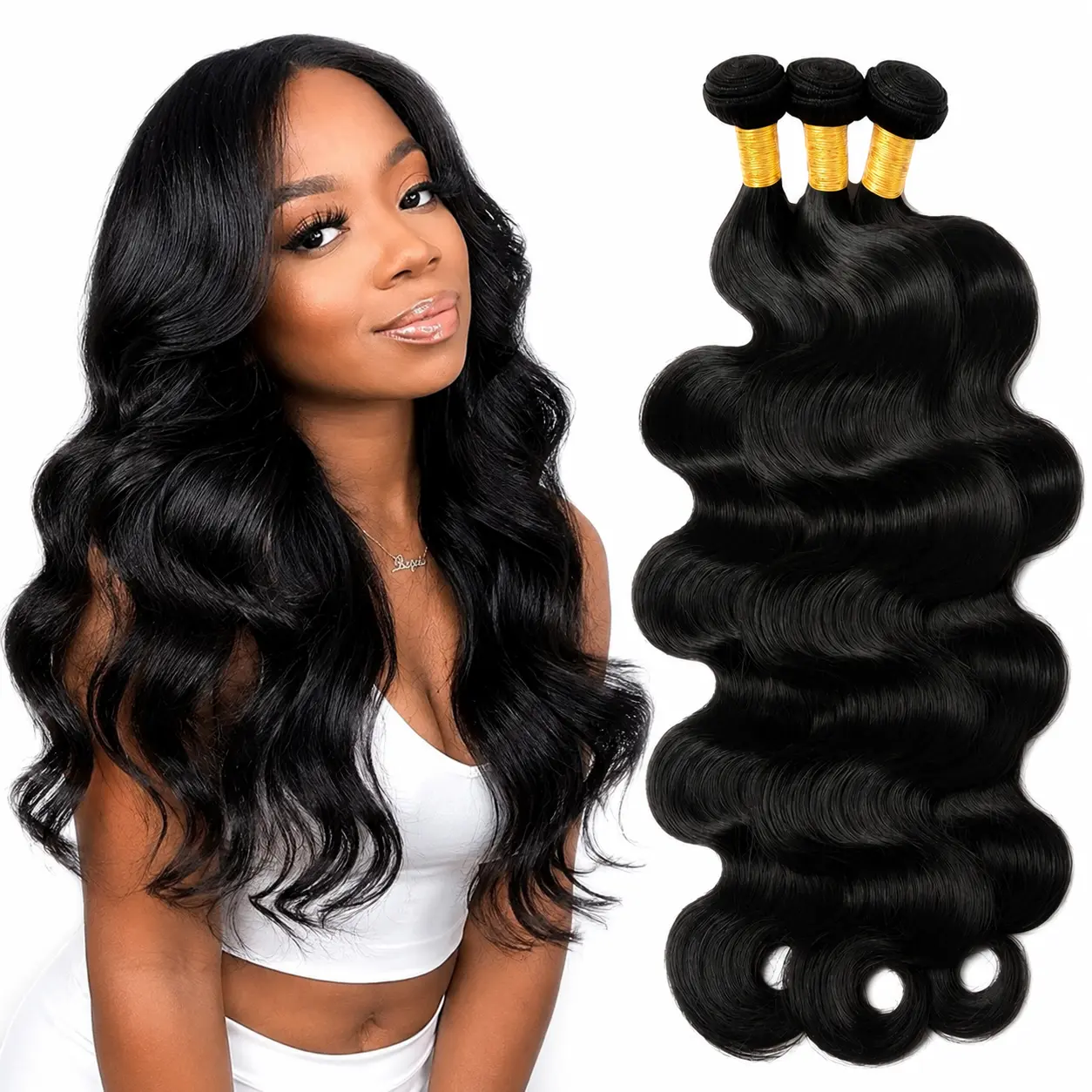 YCNG Beauty Human Hair Bundles Body Wave Bundles Human Hair Virgin Weave Bundles Deals,soft,natural shine for black woman