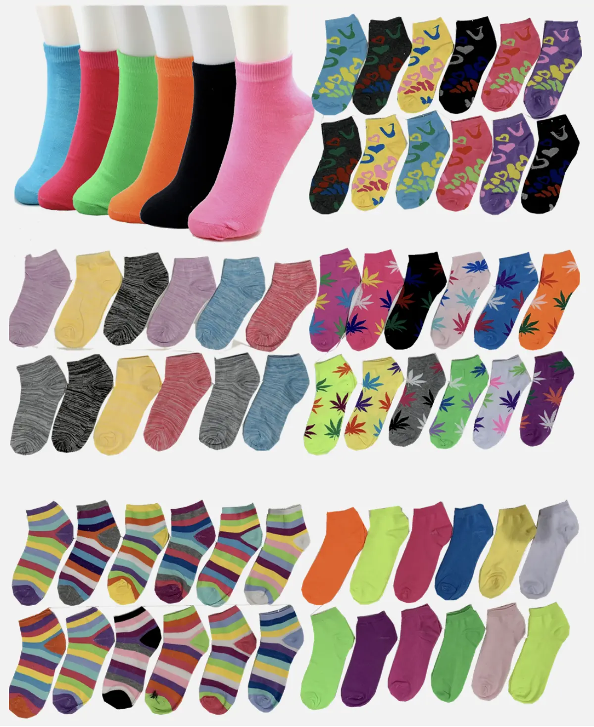 12 Pairs Fashion Womens Assorted Colors Styles Low Cut Ankle Socks Cotton Size 9-11 12 Pairs Fashion Womens Assorted Colors Styles Low Cut Ankle Socks Cotton Size 9-11