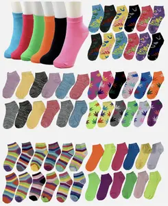 12 Pairs Fashion Womens Assorted Colors Styles Low Cut Ankle Socks Cotton Size 9-11