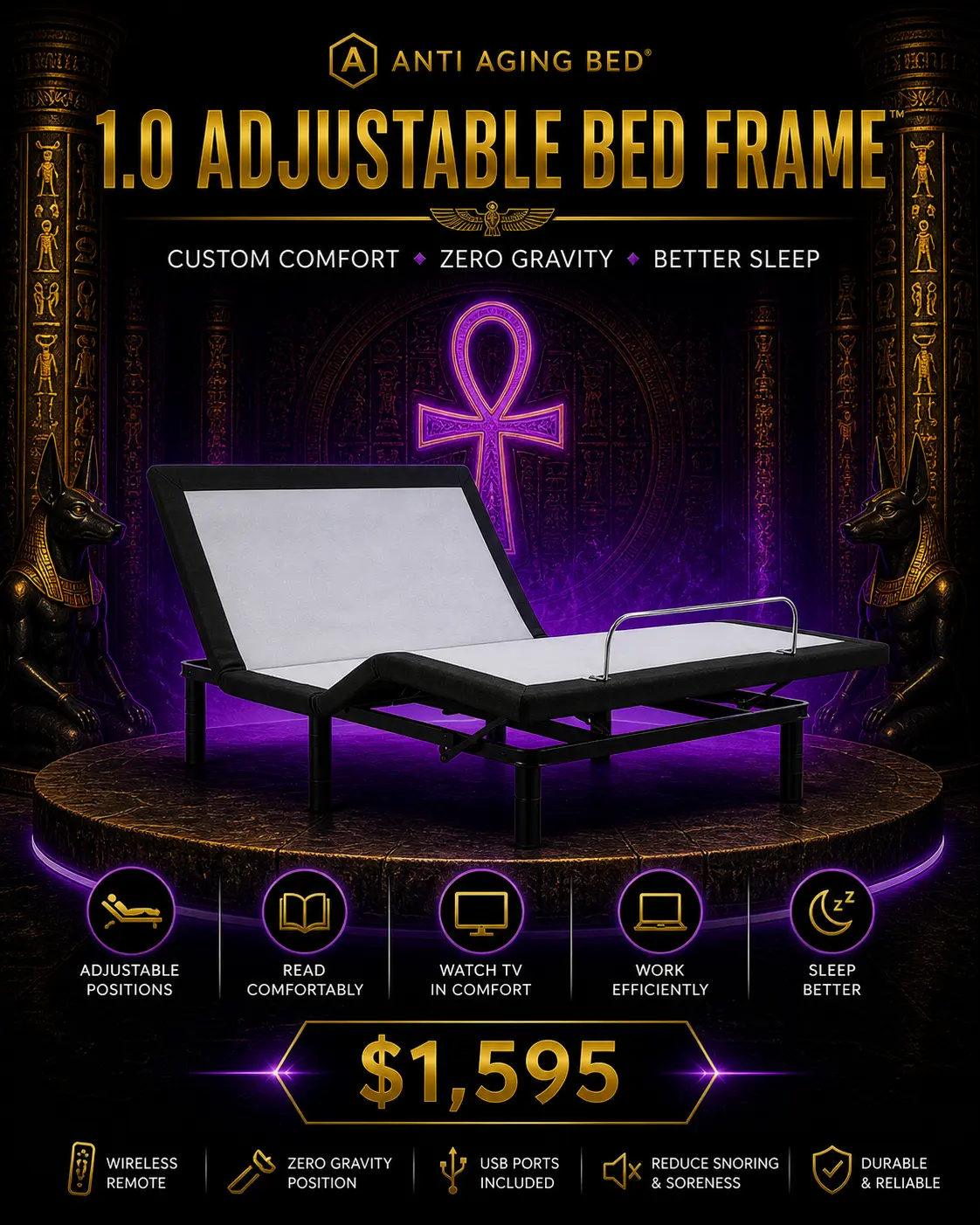 🛏️⚡𓂀 1.0 Adjustable Bed Frame™ – Essential Zero Gravity Sleep System 𓋹