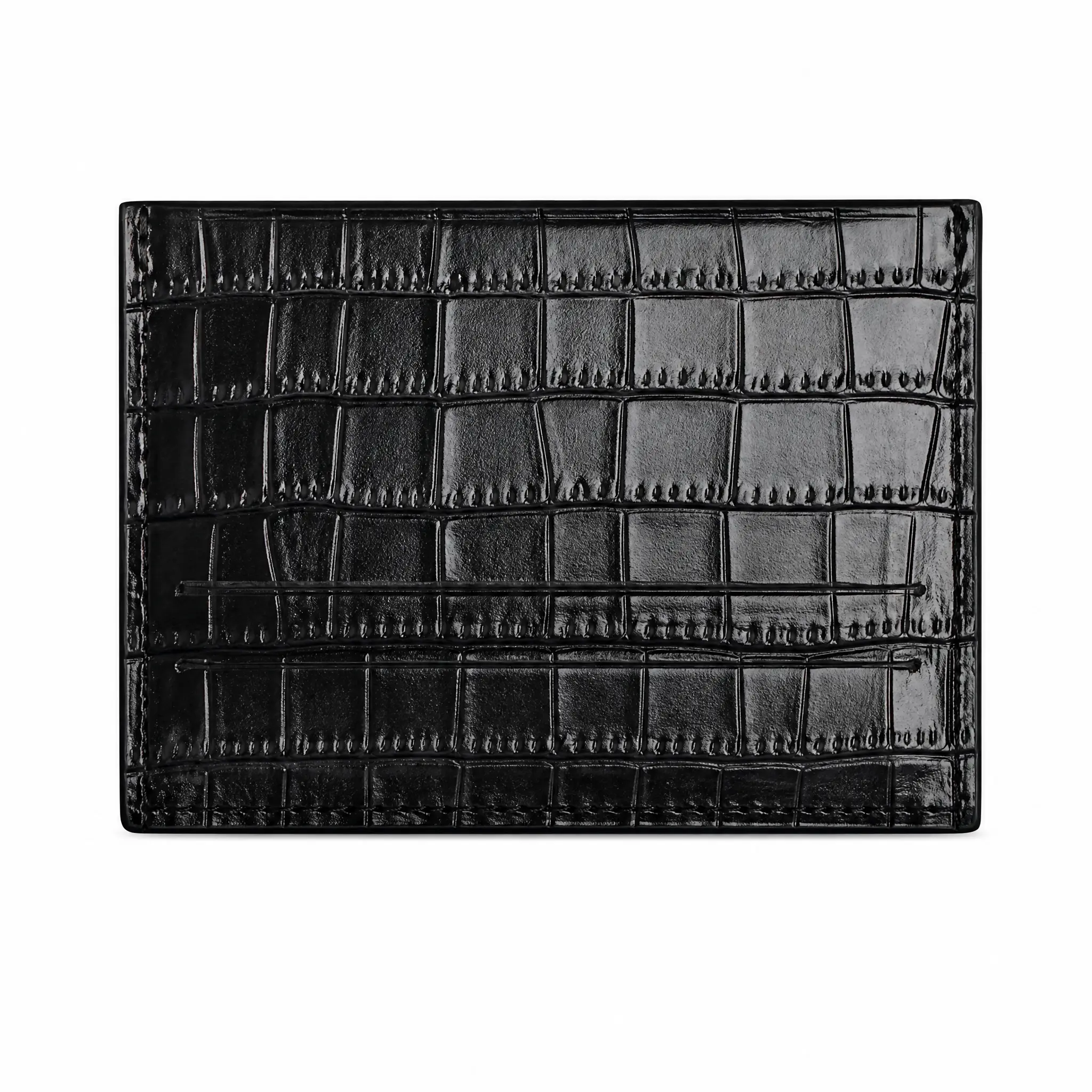 Minimalist Genuine Leather Card Holder, Ultra-Thin Handmade Crocodile Pattern Wallet, Slim Luxury Pocket Organizer with Cash Slot, Anti-Bulge Everyday Carry (EDC)