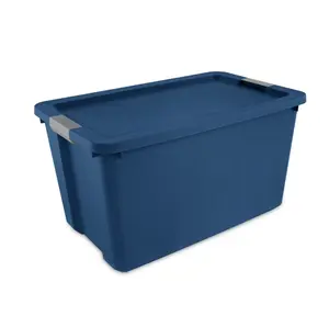 Extra Large Storage Bin 34 Gallon Plastic Container with Latch Lid Blue for Organizing and Storing Durable Material Simple Design