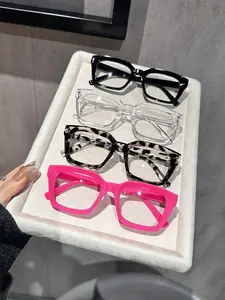 2026 New 4 Pairs Unisex Square Plastic Frame Glasses, Stylish Square Frames Glasses, Face Shaping Eyewear for Men and Women, Party Ready, Spring School Season Party Accessories