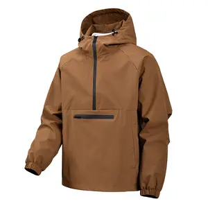 Men's Spring/Autumn Outdoor Solid-Color Sports Jacket with Zip Pockets Windproof Waterproof Lightweight Hooded Design for Casual Wear & Outdoor Activities #SummerVibes