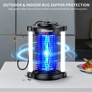 Minimoon Bug Zapper Outdoor, Upgraded Mosquito Zapper with Dual LED Light, 4200V Fly Zapper, 15W Electric Fly Traps Outdoor, IPX4, 8.2Ft Cord, Insect Trap for Yard, Backyard, Patio
