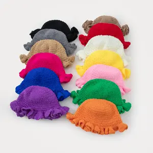 Thick Windproof Hat for Women, Woven Yarn, Hand Knitted Outdoor Windproof Head, Warm Hat