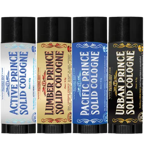 BushKlawz Solid Cologne Pocket Travel Size Sampler Variety Gift Set 4 Different Solid Fragrances For Different Moods Fresh Musk Woody Vetiver Aquatic Intense EDP EDT Natural Roll on Non Alcohol