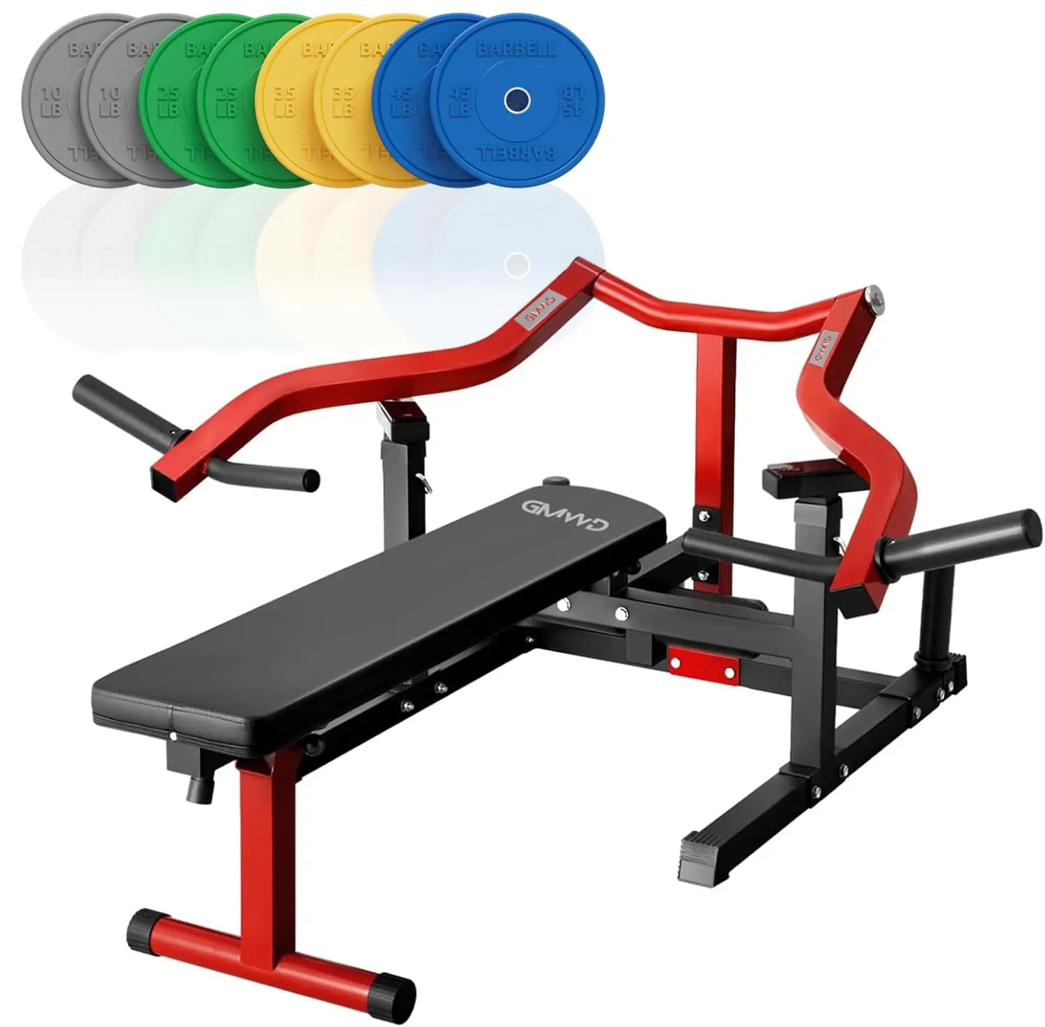Chest Press Machine, 1050LBS Bench Press Machine with Independent Converging Arms, Adjustable Flat Incline Bench for Chest, AB Workouts, Shoulder Home Gym Equipment Weight Plates
