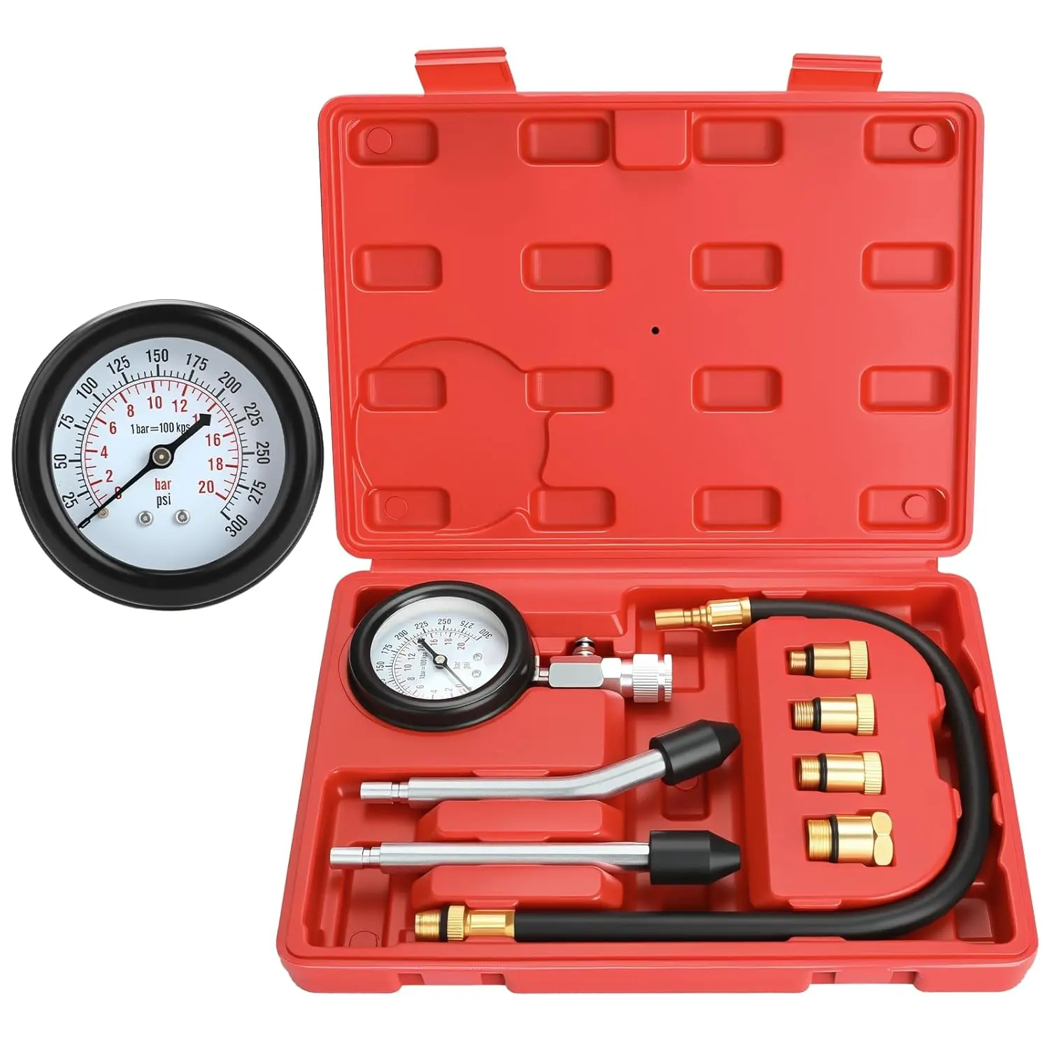 8pcs Petrol Engine Cylinder Compression Tester Kit Automotive Tool Gauge