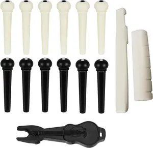 12 count Acoustic Guitar Bridge Pins, Guitar String Pins Pegs With Bridge Pin Puller Remover and Guitar Bridge Saddle Nut, Acoustic Guitar Replacement  and Accessories
