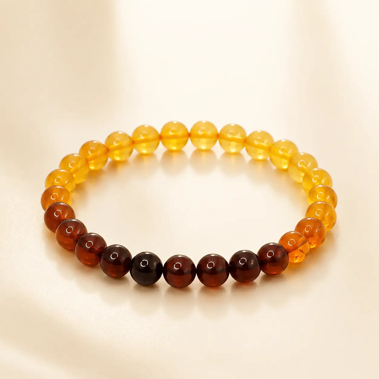 Amber Crystal Bracelet, Rainbow Amber Beaded Bracelet for Inner Clarity, Wisdom, Calm Energy & Grounding