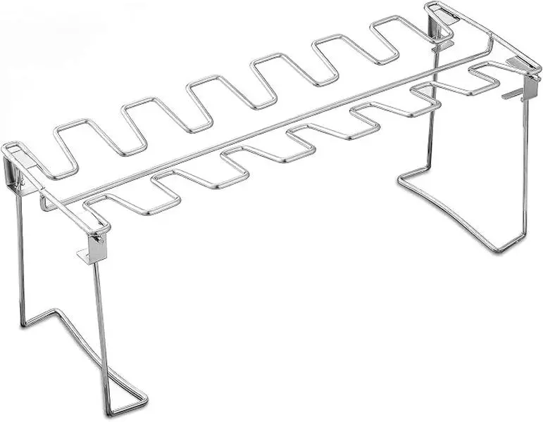 Chicken Leg And Wing Rack For Grill Smoker Oven - Easy To Use 14 Slots Chicken Leg Rack - High Grade Stainless Steel Chicken Wing Rack Chicken Drumstick Holder For Perfect Cook (1 Pack)