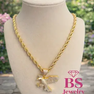 BS Jewelry Rope Chain Necklace with Eagle Pendant