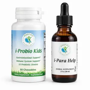 IFastFit Kids Gut Cleanse Kit - Candida Support with 60 Chewables, Includes 2 OZ Herbal Supplement & Immune System Support