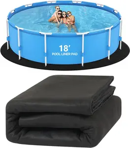 VINGLI 12/15/18 FT Round Pool Liner Pad for Above Ground Swimming Pools, Extra Thick Swimming Pool Liner, Prevent Punctures, Weed Barrier, Black