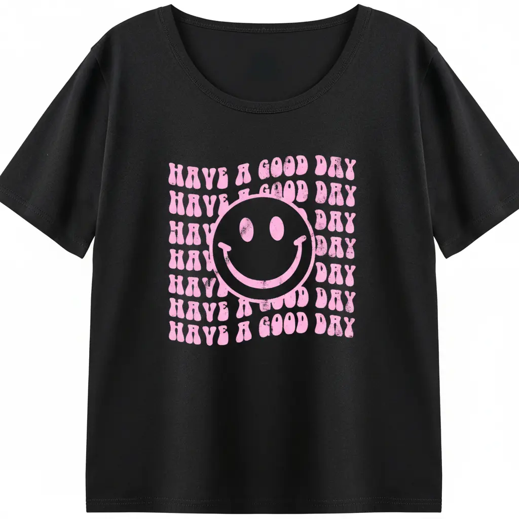 Pink Smiley Face Graphic Tee Shirts Women Women Y2K Preppy Aesthetic Have A Good Day Trendy Happy Top-KT0518