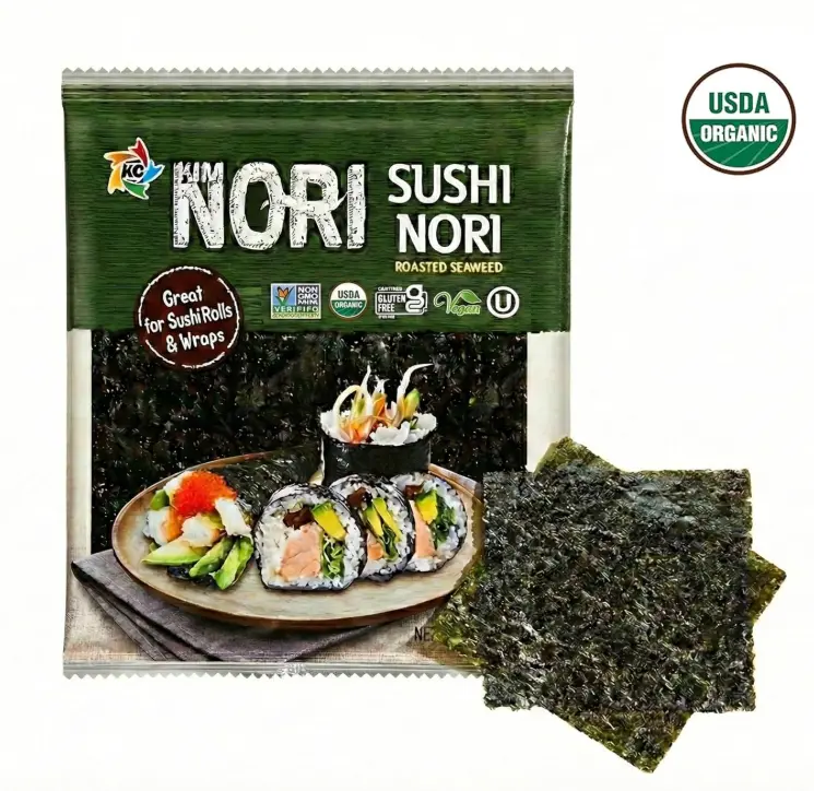 Kimnori Organic Roasted Seaweed Sushi Nori Sheets (10 sheets, 25g) – Professional Grade Full Size Nori for Sushi & Kimbap – California Crafted, Keto & Vegan Superfood – USDA Organic, Non-GMO & Gluten-Free