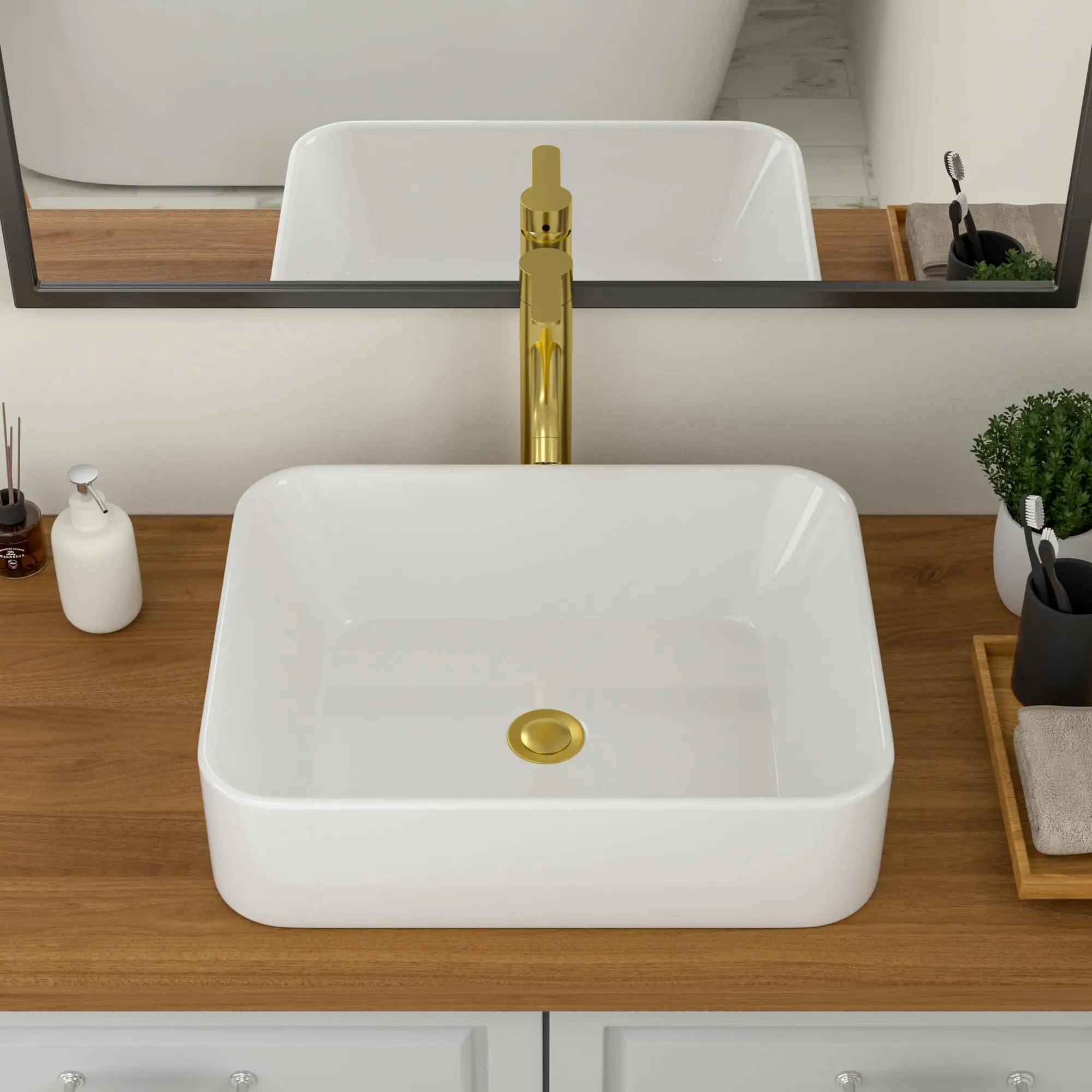 Big Rectangular Sink Logmey 19 Inch White Bathroom Vessel Sink 19x15 Inch Large Rectangle ...