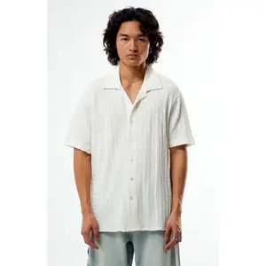 Pacsun Men's Cream Pointelle Camp Shirt