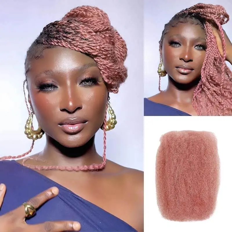 QVR 1 PCS Pink Afro kinky Bulk Hair Extensions For Braiding Dreadlock Human Hair Outdoorfun Lace Closure Wigs Lace Frontal dealsforyoudays BACK To sCHOOL TikTokShopBlackFriday