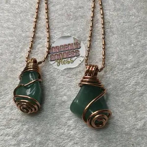 Green Aventurine Crystal With fashion Copper Ball Necklace 1 chain