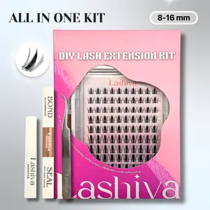 Lashiva ELVA - Individual DIY Lash Extension Kit Manga Lashes with Bond & Tweezers, Waterproof & Long-Lasting, Salon High-Quality Materials