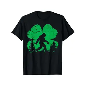 St Patrick'S Day Sasquatch Shamrock Unisex T-Shirt |   Casual Loose Fit, Crew Neck, Slight Stretch Fabric, Ideal for Spring, Valentine'S Day, Graduation, Easter Gifts for Dad, Mom, Parents, Friends, Family, and Coworkers