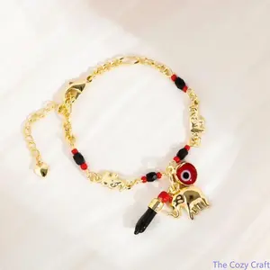 2026 Bohemian Style Evil Eye Elephant Bracelet, Cute Cartoon Fun Anklet, Vacation Fashion Jewelry Accessories For Women Summer Beach Daily Wear