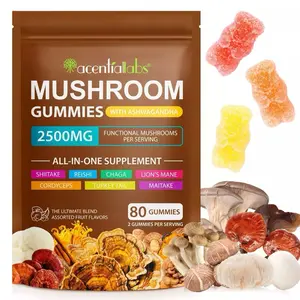Mushroom Supplement Gummies, 10-in-1 Organic Mushroom Gummy Blend, Advanced Mushroom Complex with Reishi, Chaga, Shitake, Cordyecps, Supports Immunity, Focus, Energy, Mood