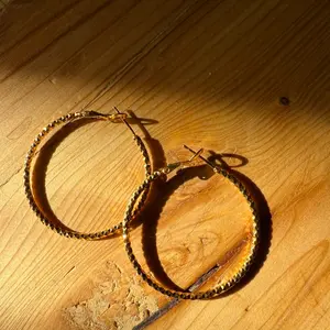 24K Gold Filled Etched Hoop Earrings for Women