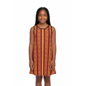 Red & Yellow African Kente Print Sleeveless Dress