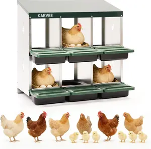 Chicken Nesting Box with Automatic Roll Away Egg Collection, 6/8 Compartments Nesting Boxes for Chickens, Metal Laying Boxes for Hens, Wall Mounted/Floor Rollaway Laying Boxes for Protect Eggs