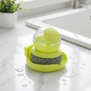 Multifunctional Cleaning Brush Stiff Bristle Deep Cleaner 10x10x9cm PET PP Steel Wire for Kitchen & Household Gaps Grease Dirt Sponges Tool Stainless Cookware Scrubber