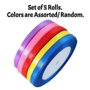 6mm/1/4in Ultra-Fine Balloon Tie Straps - 5-Roll Multicolor Set (Total 125 yd/110 m, 25 yd/22 m per roll). Random colors. More than just for tying balloons—ideal for DIY gift wrapping, scrapbook decoration, headband revamping, and wedding accents.