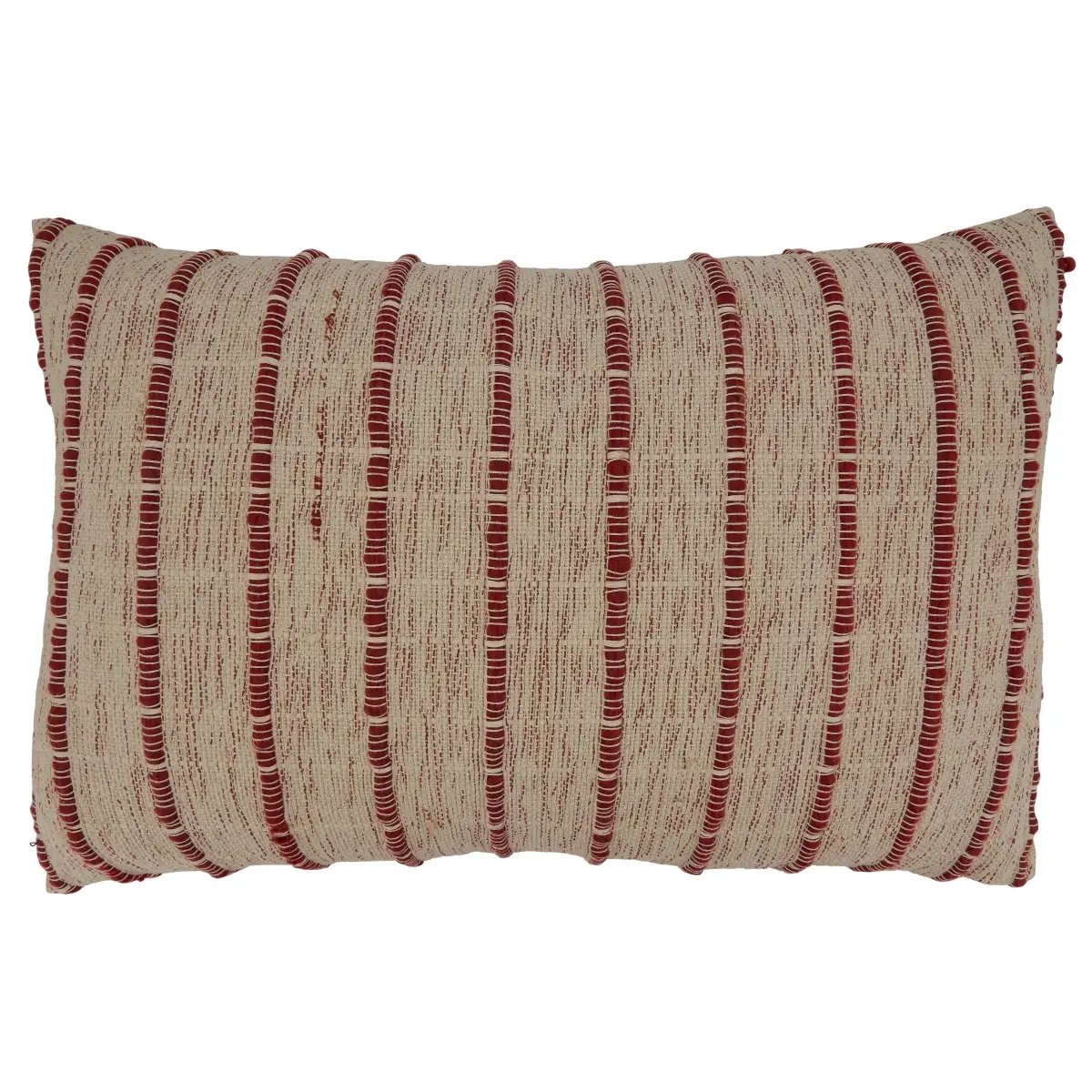 Saro Lifestyle 100% Cotton Corded Oblong Pillow - 16x24 in., Down-Filled, Red, Classical Design, Home Décor Single Pillow