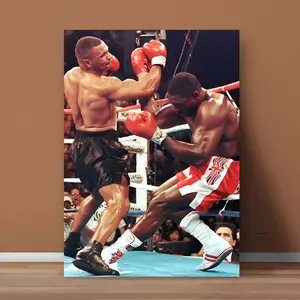 Large Boxing Competition Canvas Print - Artistic, Dynamic Boxing Design, 45.01x72.01x 30.0cm, Frameless Vintage Wall Art, Suitable for Living Room, Office or Salon Decoration, Indoor Sports Theme Artwork, Boxing Room Decoration, Boxing Poster, Mike Tyson