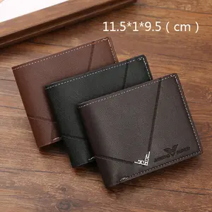 Men's Short Bifold Wallet, Minimalist Multi-Card Holder, Stylish Plain Leather Purse for Young Men