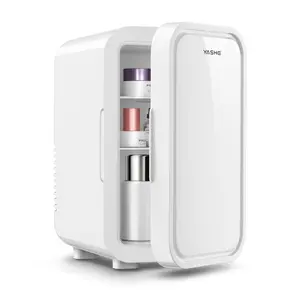 Mini Fridge, 6 Liter/8 Can 110V AC/DC Portable Thermoelectric Cooler for Bedroom, Personal Skin Care Fridge for Cosmetics, Drink, Milk, Office, Dorm Room and Car, Compact