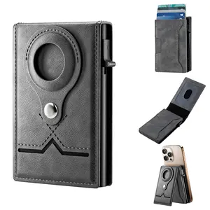 Men's Business Wallet with Magnetic Phone Holder, Magnetic Attraction, RFID Blocking, 9 Slots Credit Card Holder, Slim & Large Capacity