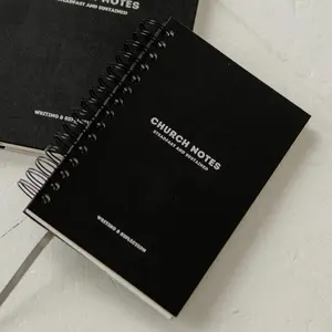 Church Notes Journal by Steadfast and Sustained - Charcoal Leatherette - Record Bible Verses, Key Points, Notes, and Apply the Message to Your Life - Sermon Notebook - Hardcover, 148 Pages, Engraved Text, Key Points & Reflection Questions, Spiral Bound