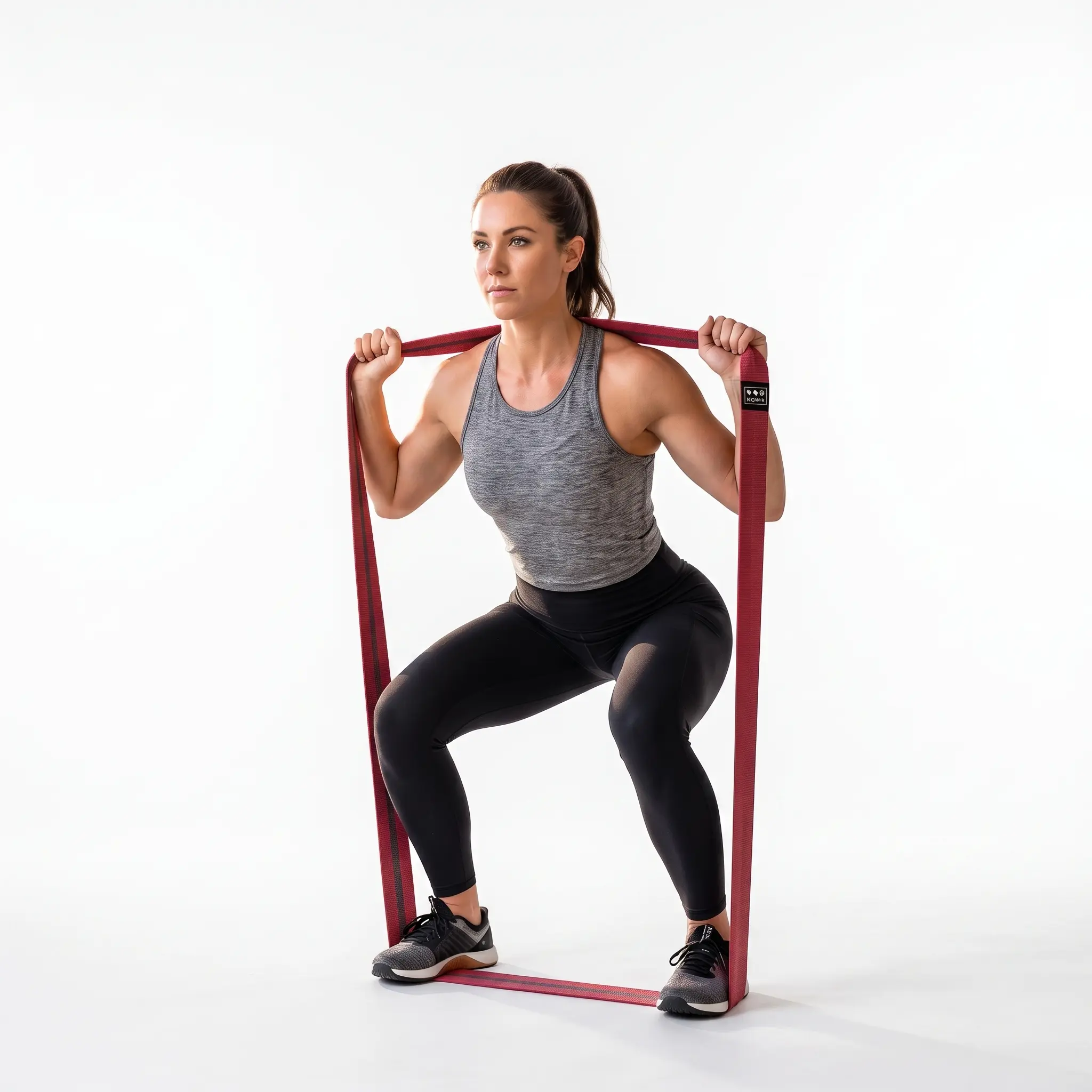 Heavy Duty Long Fabric Resistance Band (49Lbs, 200cm) - Non-Slip Knitted Workout Band for Pull Up Assistance, Full Body Strength Training, Stretching & Home Gym flexibility Exercises - Deep Red home workout band fitness yoga ankle leg