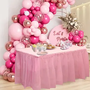 Elegant polyester spandex party tablecloths with thickened fabric that is not translucent, and anti-wrinkle and wear-resistant table skirts - suitable for weddings, birthdays, bathing and other party events, Party Decor