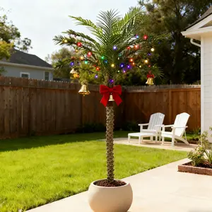 7/8/9FT Christmas Artificial Palm Tree（just tree） Courtyard Terrace Farmhouse Porch Balcony Entrance Decoration Christmas lanternsdecorations