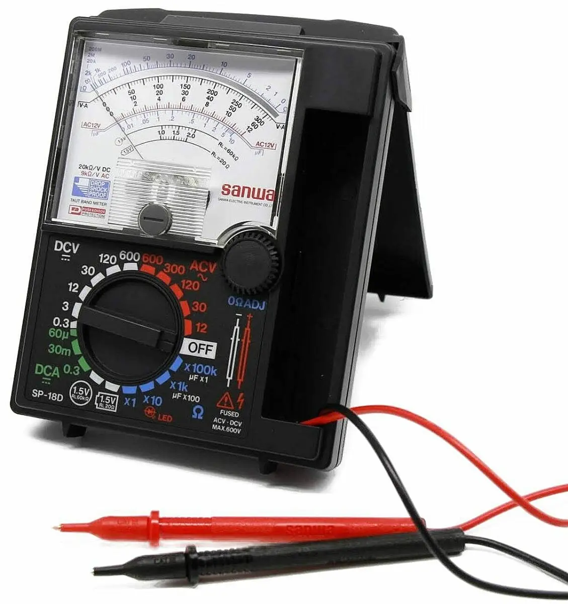212 MAIN Heavy Duty Sanwa Analog Multimeter with Built-In Case, Low-V Circuit Voltage Tester, Fuse-Protected Shockproof Automotive Diagnostic Car Battery Checker, Car Battery Tester