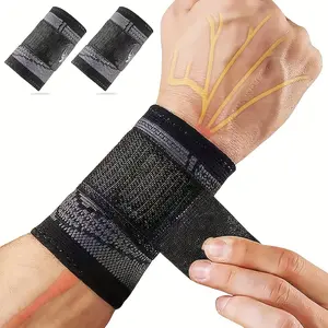 Breathable Knitted Support Wristband - Adjustable Compression Wrist Support - 2-Pack Soft Nylon Wrap Wristband