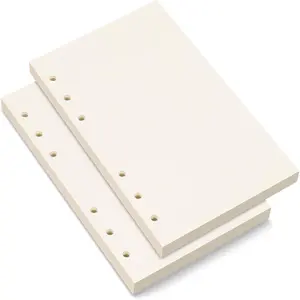A6 Blank Paper, A6 Refill Paper, 6 Holes Pouched Loose Leaf Paper for A6 Filofax Personal Binder Planner, 80 Sheets/160 Blank Pages, 4.1 x 6.6 inches, Beige (2)