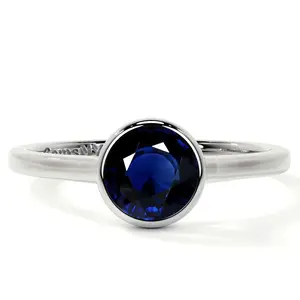 Bezel Set Round Blue Sapphire Solitaire Ring (0.65cts.)- RBS002-5X5-AA