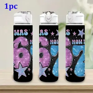 1pc 67 pattern sports water bottle, 750Ml/26Oz Plastic Sports Water Bottle, Cute Printed Design, Leak-Proof with Pop-Up Lid, Perfect for Outdoor Activities, Fitness, Cycling, Yoga, an Ideal Gift for Birthdays, Christmas, Travel Water Bottle