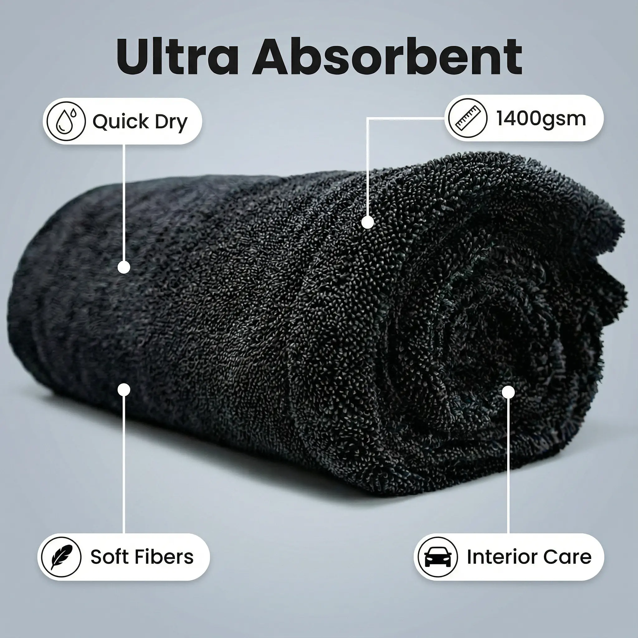ULTRA ABSORBENT CAR DRYING TOWEL,EXTRA LARGE,ULTRA SOFT MICROFIBER 1300GSM DOUBLE TWISTED-LOOP DRYING TOWEL-AUTO DRYING TOWEL FOR CARS TRUCKS SUV