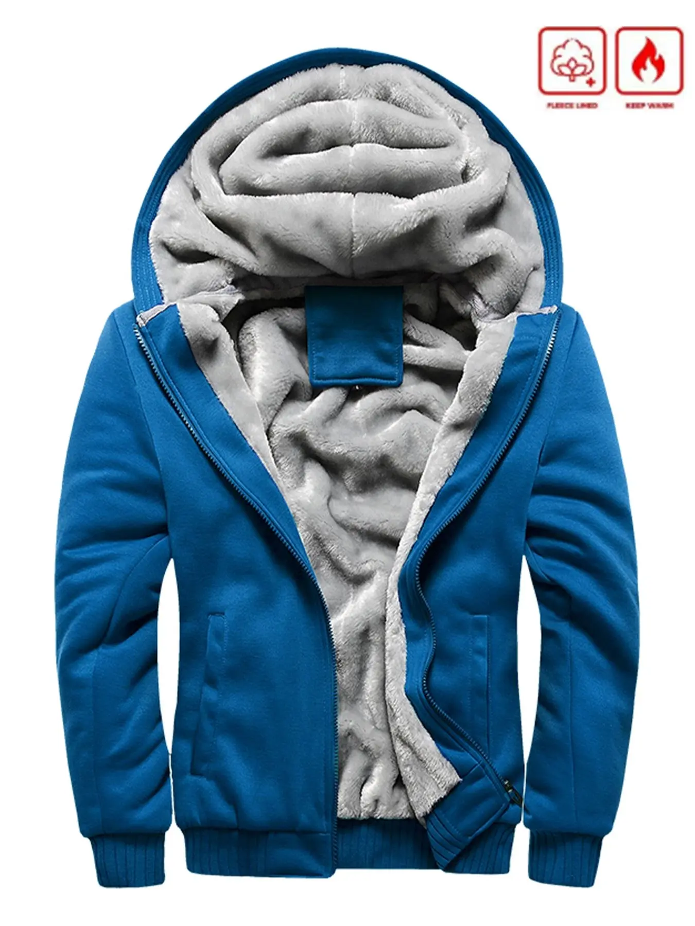 Thick Fleece Lined Hooded Zipper Jacket, Warm & Cozy Design, Perfect for Cold Weather, Daily Wear & Outdoor Activities